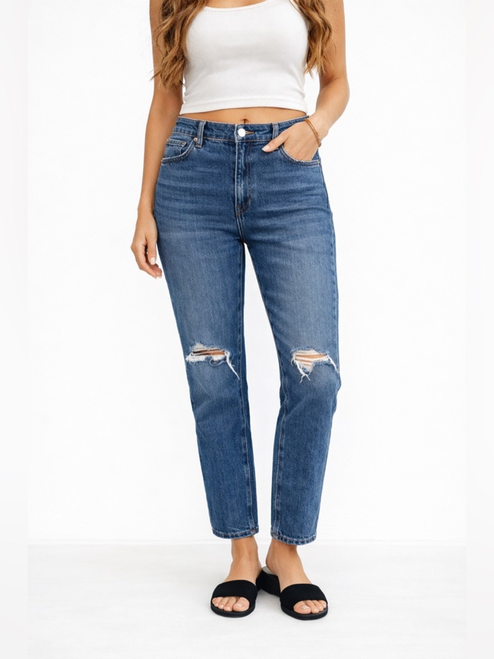 Abercrombie Fitch Jeans Womens Size 34 High Rise Skinny Distressed Denim